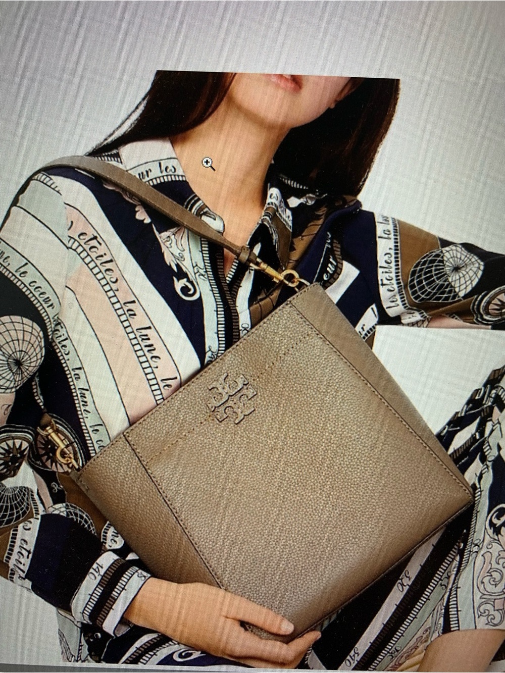 Tory Burch Taupe Pebbled Leather Shoulder Bag - Picture 5 of 16